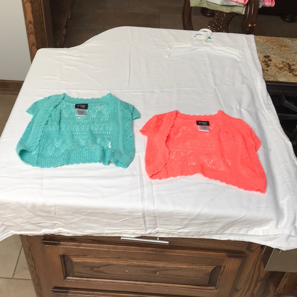 NWOT GIRLS SWEATER/COVERUP BUNDLE PINK &MINT GREEN